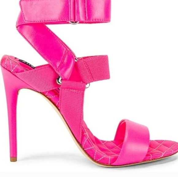 Alice + Olivia Silhouette Talene Neon Pink Heels Size 8.5 - Picture 4 of 6